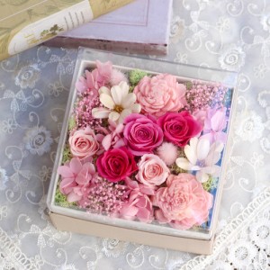 堂島花壇フルールドゥマカロン（DOJIMAKADAN　Fleur ｄe Macaron）/お花のお便り（ピンク・イエロー）/BOXプリザードフラワー