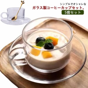  小さめ スプーン付き マグカップ 珈琲カップ セット 会議用 165ml ソーサー付き ガラス ティーカップ コーヒーカップ おしゃれ クリア 