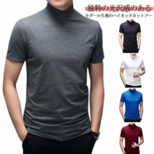  tシャツ 無地 通勤 半袖 カットソー 白 ゴルフ ゴルフウェア モックネック 春 夏 ティーシャツ ハイネック トップス  シンプル カジュア