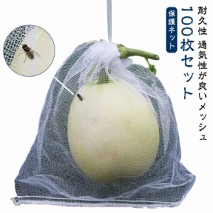  ネット 防虫 巾着袋 害虫鳥避け 鳥よけ網 果物袋 園芸ネット 桃 保護ネット 果樹用防鳥ネット 100枚セット メッシュ 鳥よけネット 鳩よ