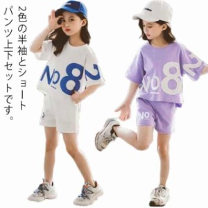  2点セット 韓国子供服 上下セット セットアップ カジュアル スポーツウェア ショートパンツ 夏 半袖tシャツ 女児 女の子 ゆったり リゾ