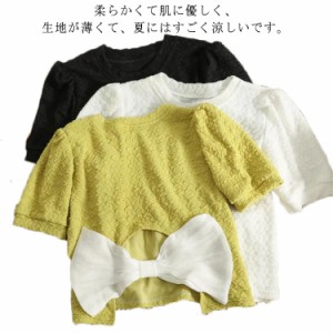 tシャツ キッズ 女の子 Tシャツ 半袖Tシャツ トップス 半袖 夏 ティーシャツ 子ども服 プルオーバー リボン アウトドア 旅行 通学 入学 