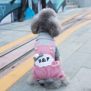 ドッグウェア 犬服 ペット服 ペット用品 犬用 小型犬 半袖 サロペット風 かわいい おしゃれ リボン 英字 ボタン付き お散歩 あったか お