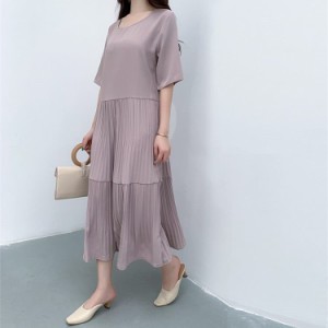 ミモレ丈ワンピース レディース ワンピース 綿麻 ゆったり 上品 夏服 30代40代50代 レディースファション M?2XL