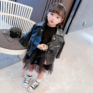 韓国子供服 長袖 女の子 ジャケット ニットワンピース チュールスカート リボン 黒 ワンピース お洒落 発表会 結婚式 キッズ きれいめ 舞