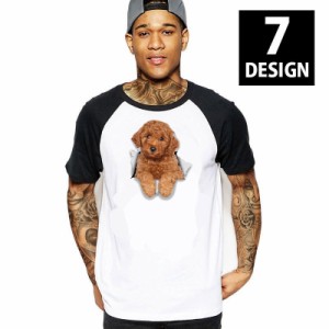 Tシャツ メンズ トップス 半袖 3Dプリント 犬 ドッグ dog 猫 ネコ キャット cat 飛び出す絵 立体的 ユニーク おもしろい 個性的 カジ