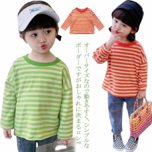 【送料無料】ベビー服 Tシャツ 長袖 ボーダー柄 薄手 赤ちゃん 春 夏 秋 クルーネック ロンt 女の子 男の子 綿 厚手 カジュアル 保育園 