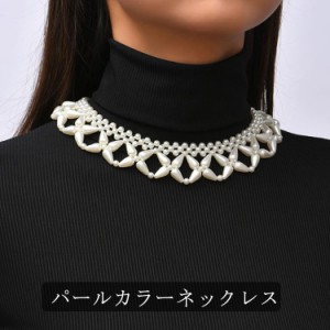 つけ襟 パール ドレス ネックレス フリル 大粒パール フォーマル 小粒パール パールカラーネックレス アクセサリー アクセ ネックレス 付