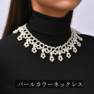 つけ襟 パール ドレス ネックレス フリル 大粒パール フォーマル 小粒パール パールカラーネックレス アクセサリー アクセ ネックレス 付