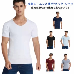 吸水速乾 接触冷感 tシャツ カットソー 実用的 インナーウェア Vネック インナー インナー 全6色 メンズ スポーツウェア ゴルフ 半袖Tシ