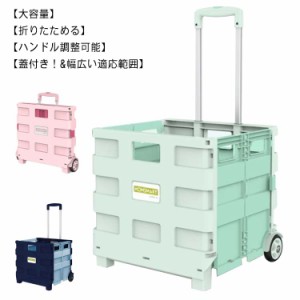 45L 65L 折りたたみ キャリーカート ショッピングカート 2輪 買い物カート 蓋付き ショッピング用 台車 アウトドア キャンプ用 コンパク