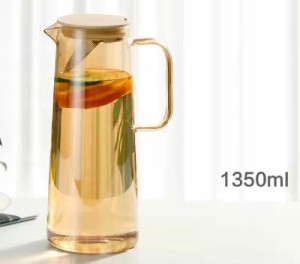 ピッチャー 麦茶 ポット 耐熱 ガラスピッチャー 水差し 冷茶ポット クールポット ウォーターピッチャー  アイスティー  プレゼント (1350