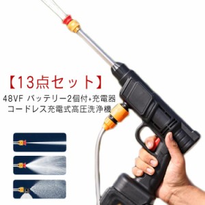 【48VF バッテリー2個付+充電器】 高圧洗浄機 コードレス 充電式 13点セット 収納ケース付 大容量バッテリー 小型 ポータブル 自吸式 高