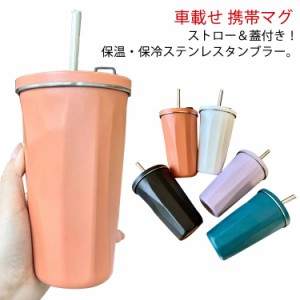 ステンレス タンブラー 600ml 大容量 真空断熱 保温 保冷 蓋付き フタ付き ストロー付き ステンレスボトル 水筒 持ち運び 漏れない マグ