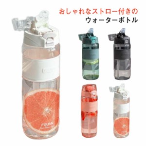 ウォーターボトル 目盛り ストロー 630ml クリアボトル 大容量 水筒 ボトル 水分補給 マイボトル クリア 透明 洗いやすい ストロー付き水