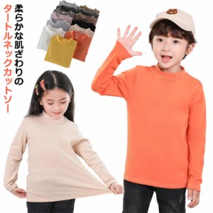 トップス カットソー 子ども服 tシャツ こども服 カットソー ハーフネック あったか 秋冬 重ね着 子供用 長袖 男の子 無地 春 女の子 ロ