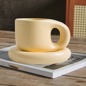マグカップ×ソーサー コーヒーカップ ティーカップ 陶器 2点セット 400ml 珈琲 カップ 食器 マグ プレート コップ 皿 置物 韓国 北欧 ラ