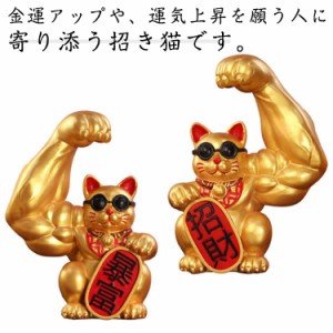 招き猫 置物 2体セット 金運招き猫 開店祝い サロン 周年祝い 金運アップ グッズ 開運招き猫 スタイリッシュ モダン 人招き 縁起物 贈り