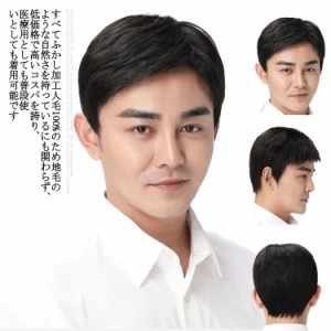 人毛100％! メンズウィッグ 男性用かつら メンズウイッグ ウィッグ フルウィッグ メンズ 医療用ウィッグ ショート 自然  黒髪 かつら フ