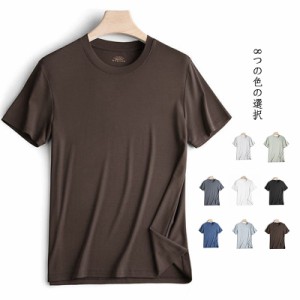 サマーTシャツ 半袖Tシャツ 丸襟 春夏 ストレッチ 伸縮性 半袖シャツ 防臭 サマートップス メンズ 抗菌 半袖 トップス 吸汗性 速乾 無地 