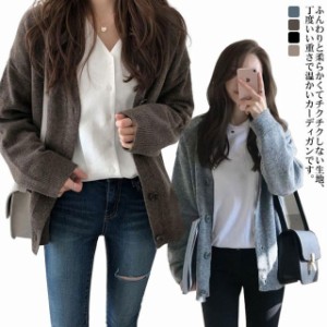 ニットカーディガン レディース 長袖 秋冬 ゆったり 秋服 トップス ショート丈 カーディガン 厚手 ドルマンスリーブ 大きいサイズ オフィ