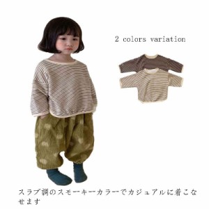 送料無料　子供服　トップス ベビー キッズ ストライプ トップス 伸縮性抜群スパンフライス無地長袖Ｔシャツ(80cm 90cm 100cm 110cm　120