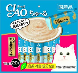 チャオ (CIAO) 猫用おやつ ちゅ~る かつお かつお節ミックス味 14グラム (x 20)