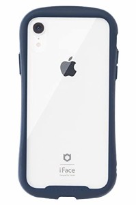 iFace Reflection iPhone XR ケース クリア 強化ガラス (ネイビー)