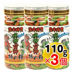 柿の種 風神雷神 唐辛子味 ＆ わさび味 110g×3個セット わさびの種 わさび 激辛 おつまみ お菓子