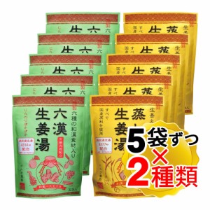 イトク食品 生姜湯 2種アソートセット 蒸し生姜湯 六漢生姜湯 各5袋ずつ 計10袋セット 粉末 国内産