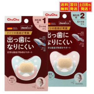 チュチュ おしゃぶり デンティスター 2 (専用キャップ付き) 0ヶ月から授乳期用×1+6ヶ月から離乳期用×1