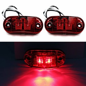 トラック LED マーカーランプ サイドマーカー 車幅灯 12V 24V 汎用 2個セット (レッド)