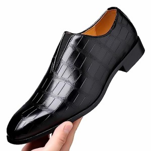 キッソス（ＫＩＳＳＯＳ） メンズ ビジネス シューズ エンボス 紳士靴 ドレス ドライビング 通勤 パーティー 履きやすい (ブラック, 26.0