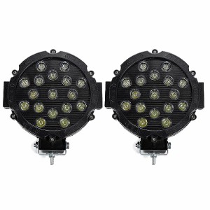 LED ワークライト 作業灯 51W 補助灯 前照灯 フォグランプ 12V 24V 汎用 2個セット (ブラック)