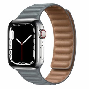 キッソス（ＫＩＳＳＯＳ） Apple Watch アップルウォッチ レザーバンド 49mm 45mm 44mm 42mm ultra ウルトラ 男女兼用 (グレー)