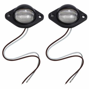 トラック LED ナンバー灯 ライセンスランプ マーカーランプ 白 ホワイト 発光 12V 24V トレーラー ダンプ 大型車 2個セット (ブラック)