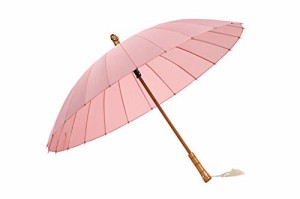 長傘 雨傘 レディース メンズ 和傘 軽い 番傘 紳士傘 耐風 撥水 24本骨 グラスファイバー 晴雨兼用 梅雨対策 木製手元 (ピンク)