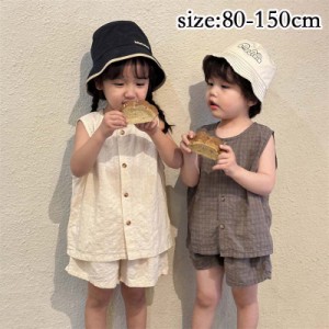 セットアップ キッズ 女の子 男の子 夏服 ノースリーブ タンクトップ ショートパンツ 兄妹服 姉弟服 韓国子ども服 キッズ服 ゆったり カ