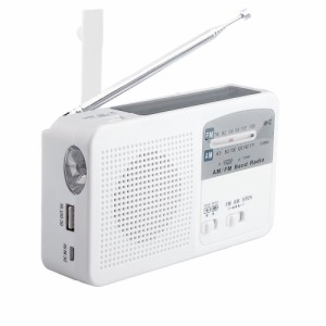 災害に備える ポータブルラジオ FM/AM/対応 500MaH大容量バッテリー防災ラジオ ワイドFM対応ラジオ スマートフォンに充電可能 手回し充電