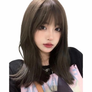 FESHFEN ウィッグ ミディアム ストレート セミロング 黒髪 自然 カツラ フルウィッグ セミロング レイヤー ウィッグ レディース かつら 