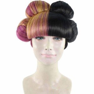 Wigs2you 仮装 ウィッグ H-3596 ツートン ピンク黒 和装 まとめ髪 フルウィッグ コスプレ かつら 女装 パーティーウィッグ