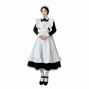 ロング メイド服 半袖 長袖 ワンピース エプロン カチューシャ S-XL メイド 可愛い かわいい コスチューム コスプレ用品