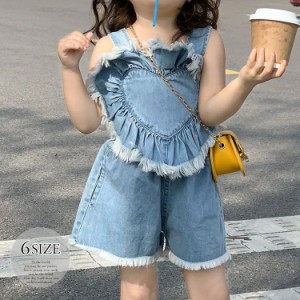 女の子 セットアップ デニムパンツ ショートパンツ 短パン カジュアル 子供服 フォーマル 子供フォーマル キッズフォーマル 結婚式 お受