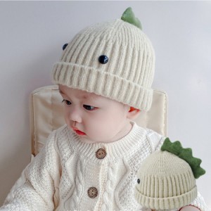 子供用帽子 秋冬 かわいい 恐竜 男女児用 あたたかい帽子 プルオーバー 編み帽 子供用 ウール帽