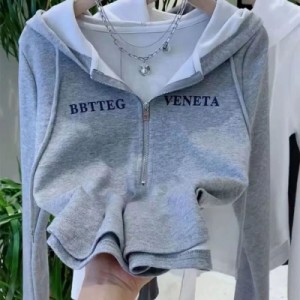 春秋季 女性用 フード付き長袖Tシャツ スウェット 女性用 秋の服 無地 インナーシャツ 薄手のトップス