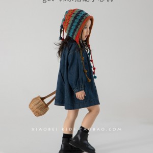 手作り編み帽子 子供用ウール帽 カラフル 子供用帽子 秋冬 女の子用 編みプルオーバー帽 耳あて付き 編み帽子