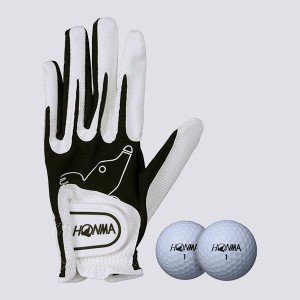 限定お試しパック HONMA GOLF グローブ ゴルフボール セット 本間ゴルフ ホワイト 白 左手用 D1 SPEEDMONSTER グローブ＋ボール2個 GC130