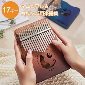 カリンバ 初心者 17音 Kalimba 親指ピアノ サムピアノ 木製 楽器 セット 簡単に上手 初心者に向け 猫 かわいい 子供/大人用 ギフト プレ