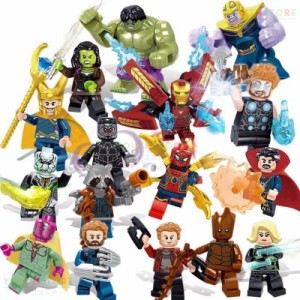 レゴブロック LEGO レゴミニフィグ アベンジャーズ4 16体セット 土台付 互換品 プレゼント