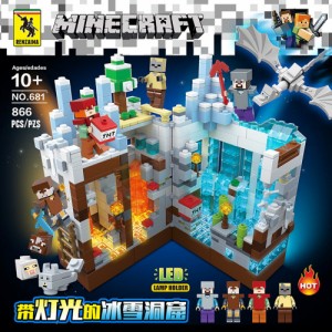 　レゴ　互換　ブロック　マインクラフト　氷雪洞窟　８６６ピース　ミニフィグ　ライトブロック付き　RENZAIMA社製 レゴ互換品 lego レ